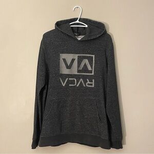 RVCA Dark Heather Gray Balance Box Embroidered Logo Pull Over Hoodie Sweatshirt